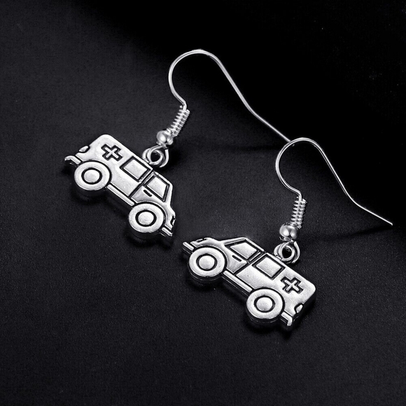 Silver Ambulance Earrings - Picture 7 of 7